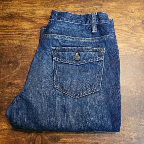 Talbots Jeans Womens 2 Straight Crop Low Rise Button Flap Pocket Dark Wash Denim - Picture 3 of 11